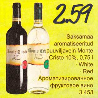 Allahindlus - Saksamaa aromatiseeritud puuviljavein Monte Cristo