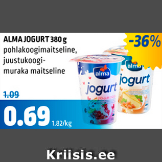 Allahindlus - ALMA JOGURT 380 g