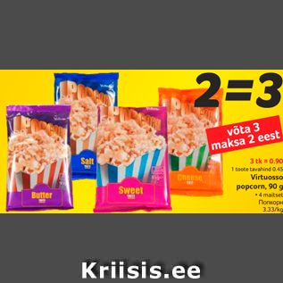 Allahindlus - Virtuosso popcorn, 90 g • 4 maitset