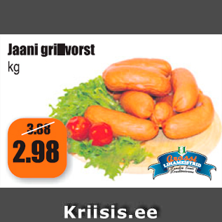 Allahindlus - Jaani grillvorst kg