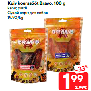 Allahindlus - Kuiv koerasööt Bravo, 100 g