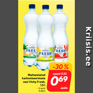 Allahindlus - Maitsestatud karboniseerimata vesi Vichy Fresh, 1,5 l