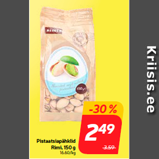 Allahindlus - Pistaatsiapähklid Rimi, 150 g