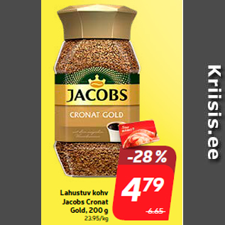 Allahindlus - Lahustuv kohv Jacobs Cronat Gold, 200 g