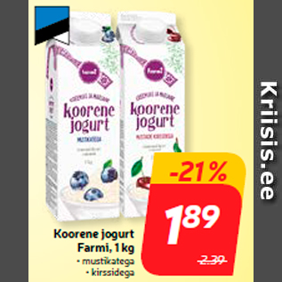 Allahindlus - Koorene jogurt Farmi, 1 kg