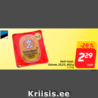 Allahindlus - Eesti Juust, Estover, 25,2%, 400 g