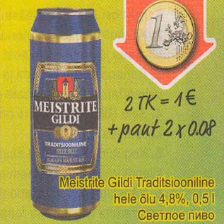 Allahindlus - Meistrite Gildi Traditsiooniline hele õlu 4,8%,0,5 l