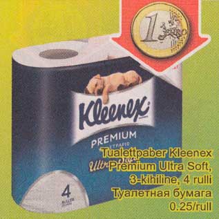 Allahindlus - Tualettpaber Kleenex Premium Ultra Soft, 3-kihiline, 4 rulli