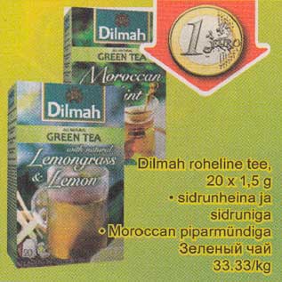 Allahindlus - Dilmah roheline tee,20 х 1,5 g sidrunheina ja sidruniga . Moroccan piparmündiga