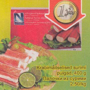 Allahindlus - Krabimaitselised surimi pulgad, 400 g