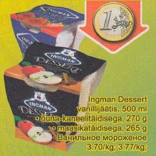 Allahindlus - Ingman Dessert vanillijäätis, 500ml