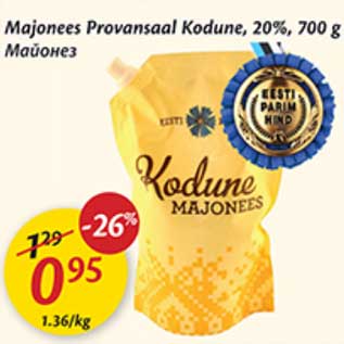 Allahindlus - Majonees Provansaal Kodune, 20%, 700 g