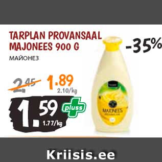 Allahindlus - TARPLAN PROVANSAAL MAJONEES 900 G