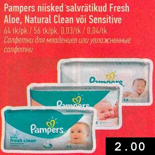 Allahindlus - Pampers niisked salvrätikud Fresh Aloe, Natural Clean või Sensitive