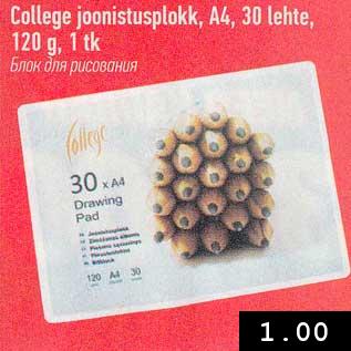 Allahindlus - College joonistusplokk, A4, 30 lehte, 120 g, 1 tk