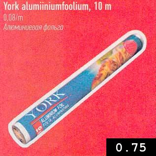 Allahindlus - York alumiiniumfoolium, 10 m