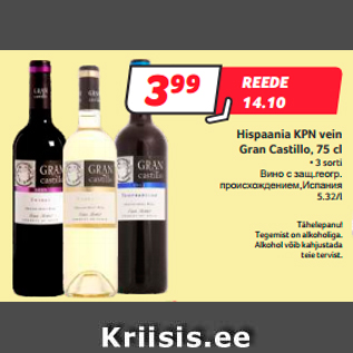 Allahindlus - Hispaania KPN vein Gran Castillo, 75 cl