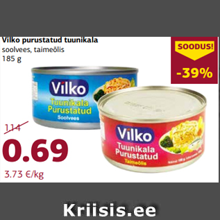 Allahindlus - Vilko purustatud tuunikala soolvees, taimeõlis 185 g