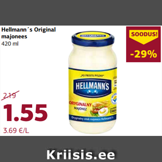 Allahindlus - Hellmann´s Original majonees 420 ml