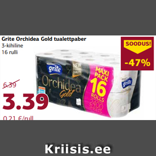 Allahindlus - Grite Orchidea Gold tualettpaber 3-kihiline 16 rulli