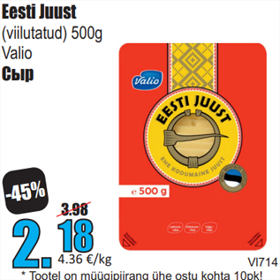 Allahindlus - Eesti Juust (viilutatud) 500g Valio