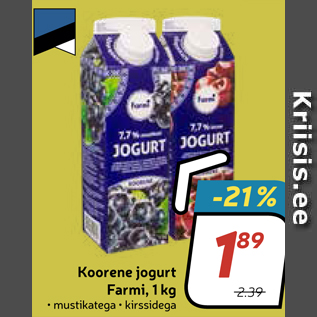 Allahindlus - Koorene jogurt Farmi, 1 kg