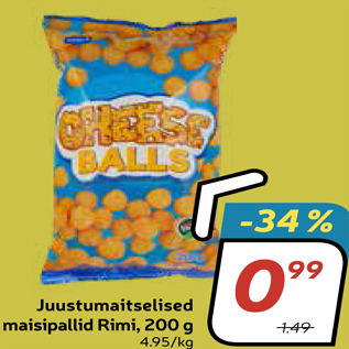 Allahindlus - Juustumaitselised maisipallid Rimi, 200 g