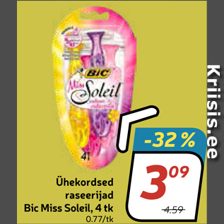 Allahindlus - Ühekordsed raseerijad Bic Miss Soleil, 4 tk