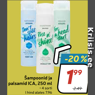 Allahindlus - Šampoonid ja palsamid ICA, 250 ml