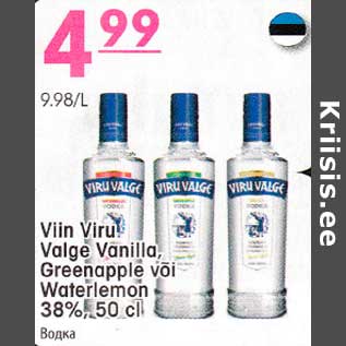 Allahindlus - Viin Viru Valge Vanilla, Greenapple või Waterlemon 38%, 50cl