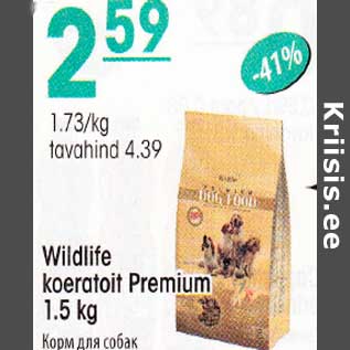 Allahindlus - Wildlife koeratoit Premium 1,5 kg