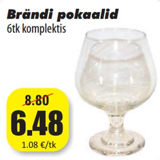 Allahindlus - Brändi pokaalid 6tk komplektis