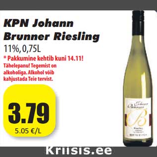 Allahindlus - KPN Johann Brunner Riesling