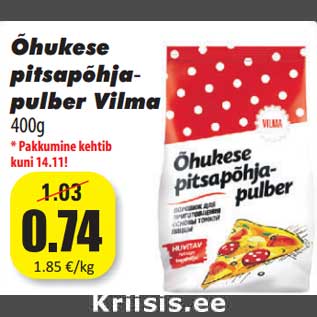 Allahindlus - Õhukese pitsapõhja- pulber Vilma 400g