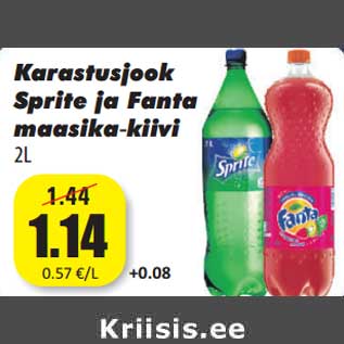 Allahindlus - Karastusjook Sprite ja Fanta maasika kiivi - 2L