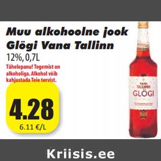 Allahindlus - Muu alkohoolne jook Glögi Vana Tallinn