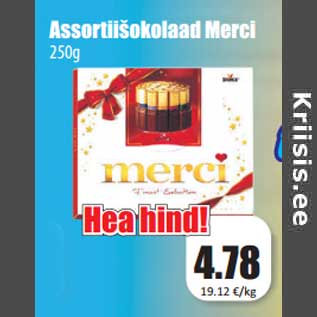 Allahindlus - Assortiišokolaad Merci 250g