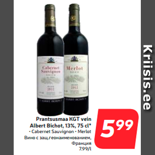 Allahindlus - Prantsusmaa KGT vein Albert Bichot, 13%, 75 cl*