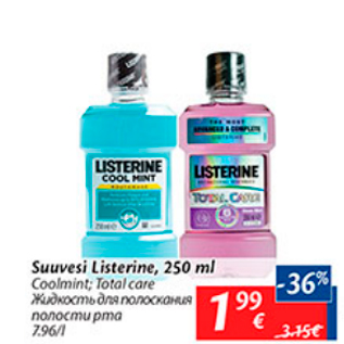 Allahindlus - Suuvesi Listerine, 250 ml