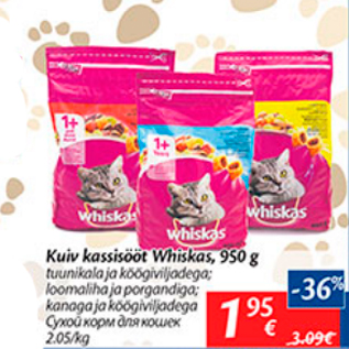 Allahindlus - Kuiv kassisööt Whiskas, 950 g