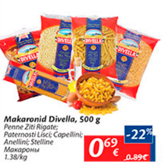 Allahindlus - Makaronid Divella, 500 g