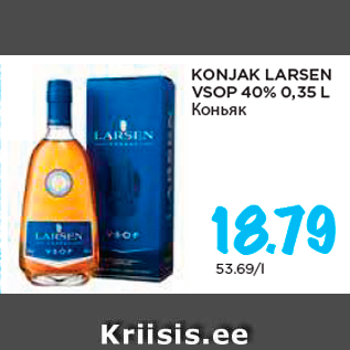 Allahindlus - KONJAK LARSEN VSOP 40% 0,35 L