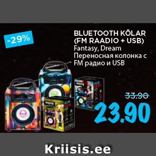 Allahindlus - BLUETOOTH KÕLAR (FM RAADIO + USB)