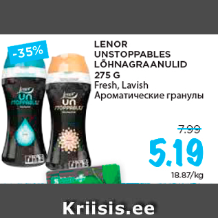 Allahindlus - LENOR UNSTOPPABLES LÕHNAGRAANULID 275 G