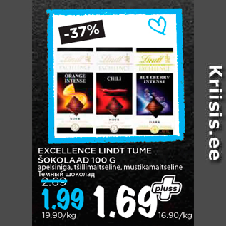 Allahindlus - EXCELLENCE LINDT TUME ŠOKOLAAD 100 G