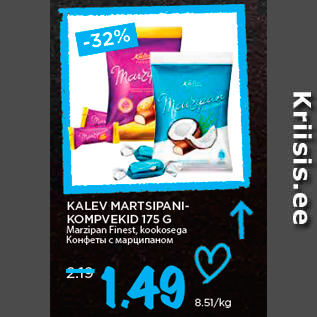 Allahindlus - KALEV MARTSIPANIKOMPVEKID 175 G