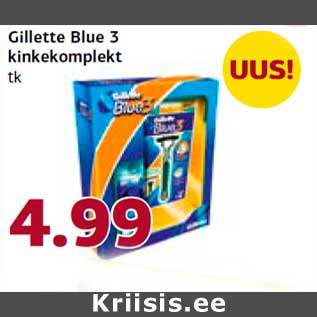 Allahindlus - Gillette Blue 3 kinkekomplekt tk