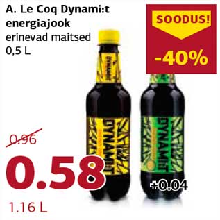 Allahindlus - A. Le Coq Dynami:t energiajook, erinevad maitsed 0,5 L