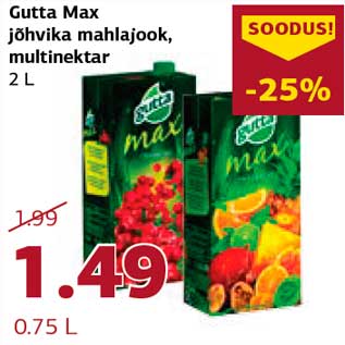 Allahindlus - Gutta Max jõhvika mahlajook,multinektar 2 L