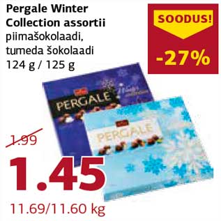 Allahindlus - Pergale Winter Collection assortii piimašokolaadi, tumeda šokolaadi 124 g / 125 g